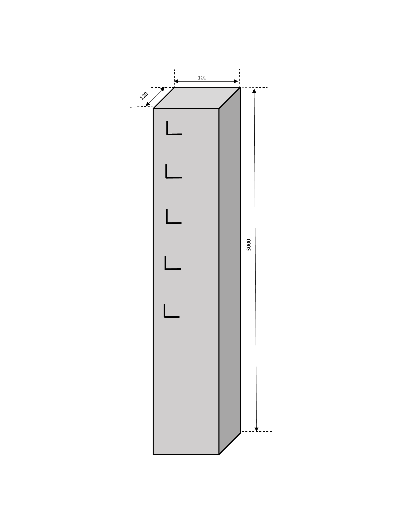 Стовпчик для загородження 120х100х3000 мм